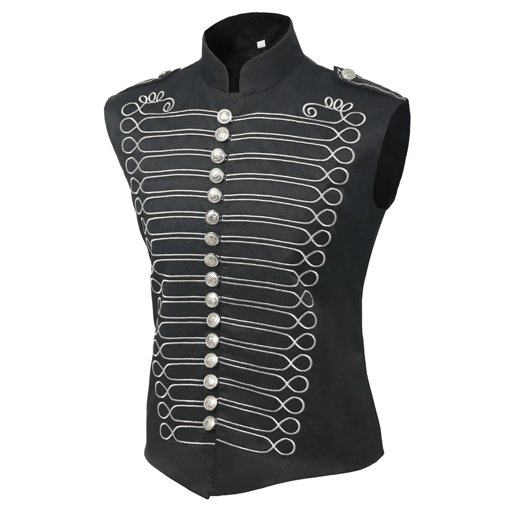 Mens Gothic Punk Vest Vintage Halloween Medieval Steampunk Waistcoat