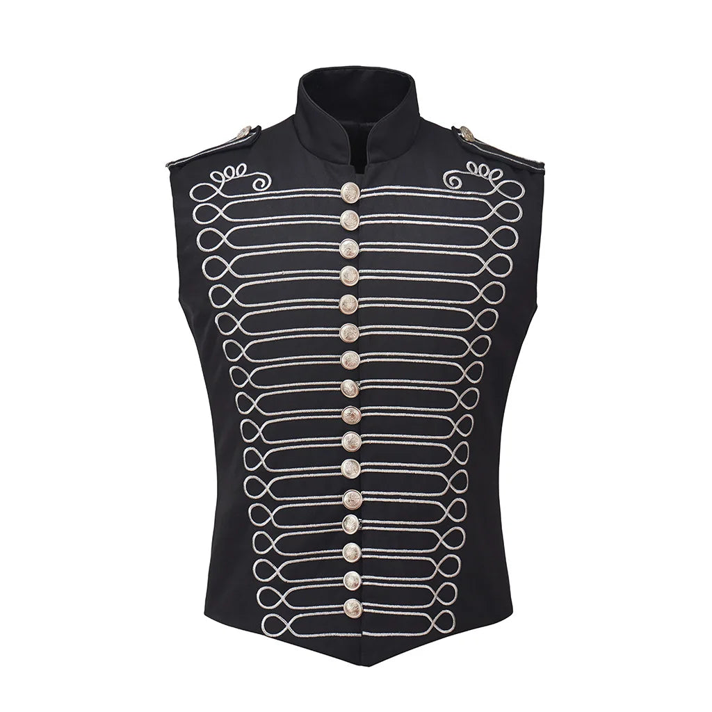 Mens Gothic Punk Vest Vintage Halloween Medieval Steampunk Waistcoat