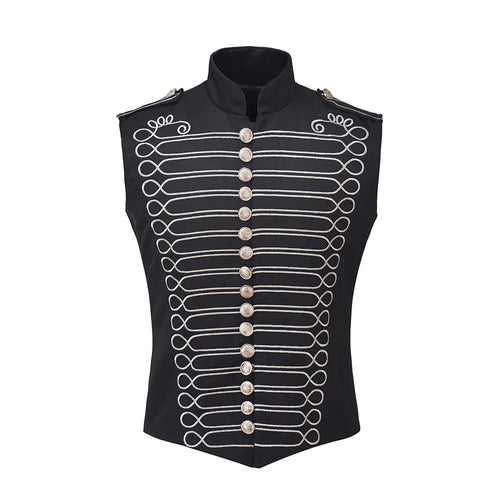 Mens Gothic Punk Vest Vintage Halloween Medieval Steampunk Waistcoat