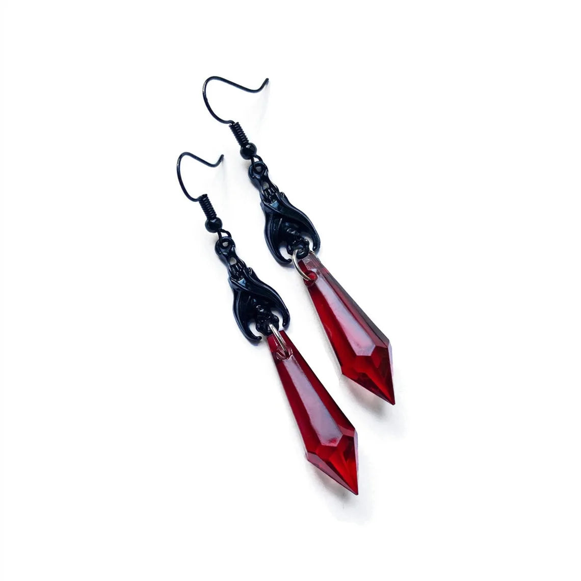 Halloween Jewelry Goth Bat Earrings for Women Girls Cosplay Accessories Crystal Pendants Earrings Gothic Ear Hoops Gifts